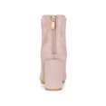 thumbnail image 2 of BLISSFUL STEP Women's Round Toe Ruffle Decor Block Heel Ankle Boots Dust Pink 9, 2 of 7