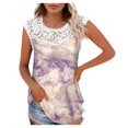 thumbnail image 1 of Camiseta sin mangas de encaje con estampado de mujer Camiseta sin mangas de empalme de cuello redondo Camiseta ligera y cómoda delgada OAVQHLG3B Store lin121212, 1 of 5