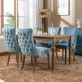 thumbnail image 3 of ODUSE-DAILY Velvet Dining Chairs Set of 4, Kitchen & Dining Room Chairs, Sillas De Comedor, Back Tufted, Fabric Upholstered, Solid Wood Frame (Light Blue, 4 Pcs), 3 of 10