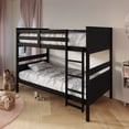 thumbnail image 2 of Home Design Lorain Twin over Twin Solid Wood Bunk Bed with Sturdy Guardrails and Ladder, Black, Easy Assembly, 2 of 16