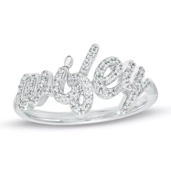 1 Ct Round Lab Created Diamond Cursive Wifey Band Ring 14k White Gold Plated