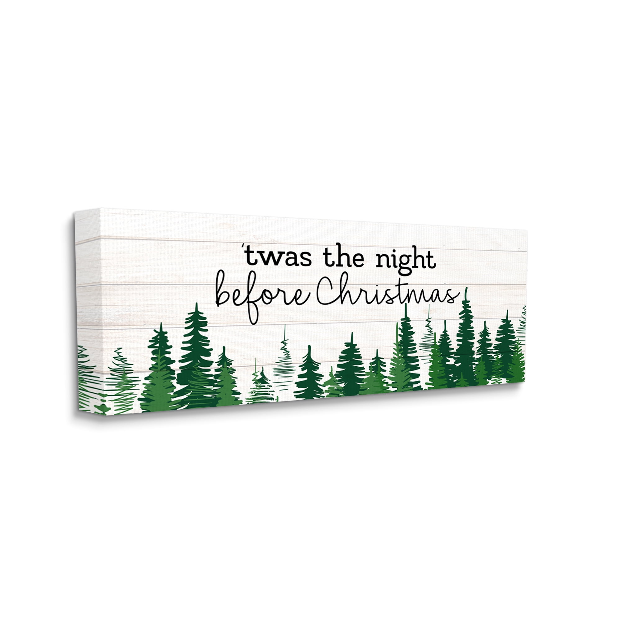 Stupell Industries Night Before Christmas Trees Holiday Painting Gallery Wrapped Canvas Print Wall Art, 24 x 10