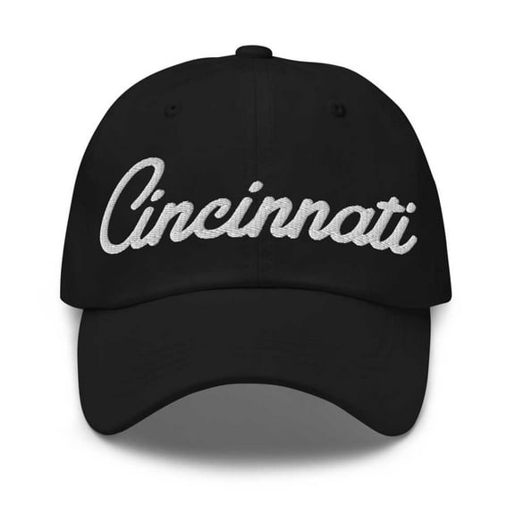 Cincinnati Baseball Cap Cincinnati Dad Hat Bold Script New York NY Hat Embroidered Souvenir Gift Black