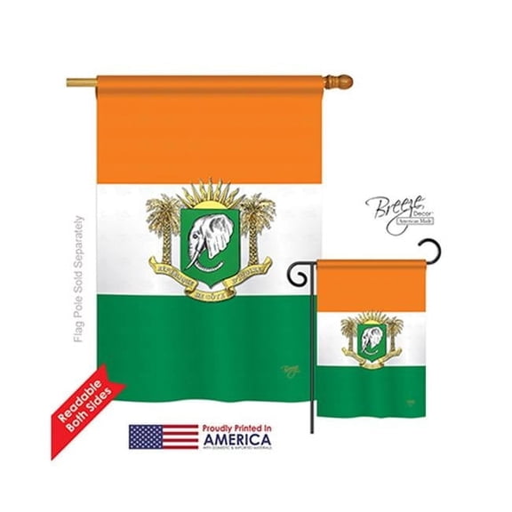 Breeze Decor 08217 Ivory Coast 2-Sided Vertical Impression House Flag - 28 x 40 in.