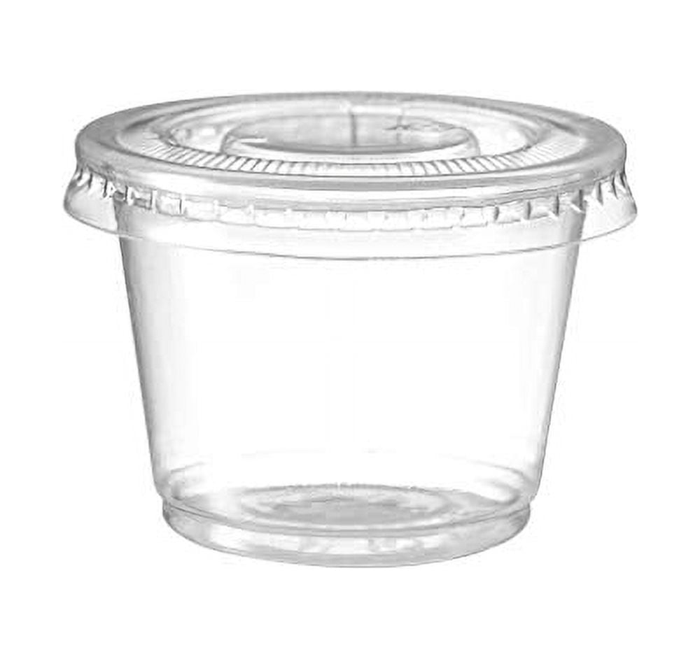 Zeml Portion Cups with Lids (2 Ounces, 100 Pack) | Disposable Plastic Cups  for Meal Prep, Portion Control, Salad Dressing, Jello Shots, & Medicine 