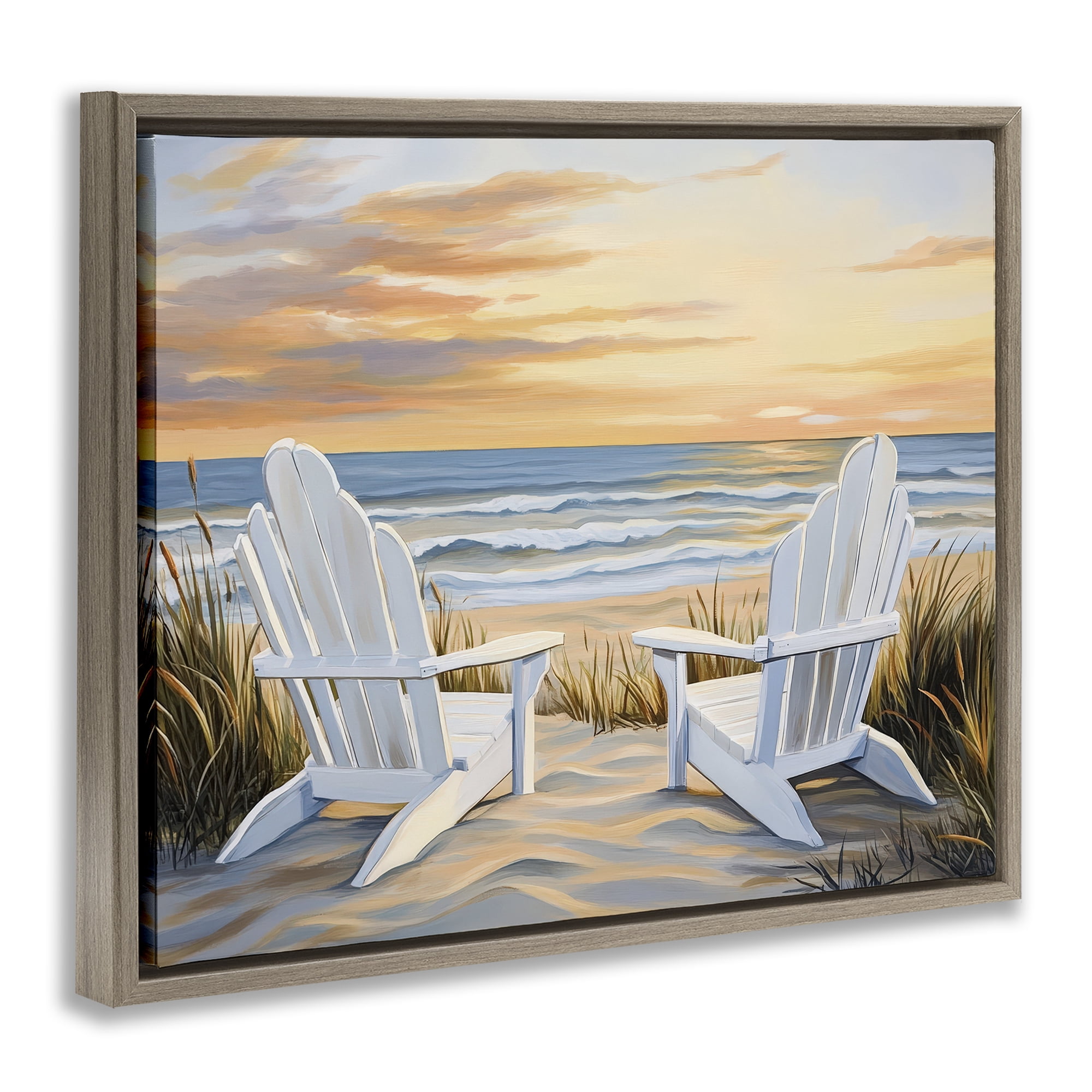 Stupell Industries Wave Watching Spot at Sunset Brown Framed Floater Canvas Wall Art, design by Petal Prints Design