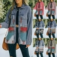 thumbnail image 1 of Veste en Jean Grande Taille Femme Veste en Jean à Revers Veste Surchemise Aztèque Usée à Manches Longues Boutonnée Veste en Jean Rose Vif P, 1 of 7