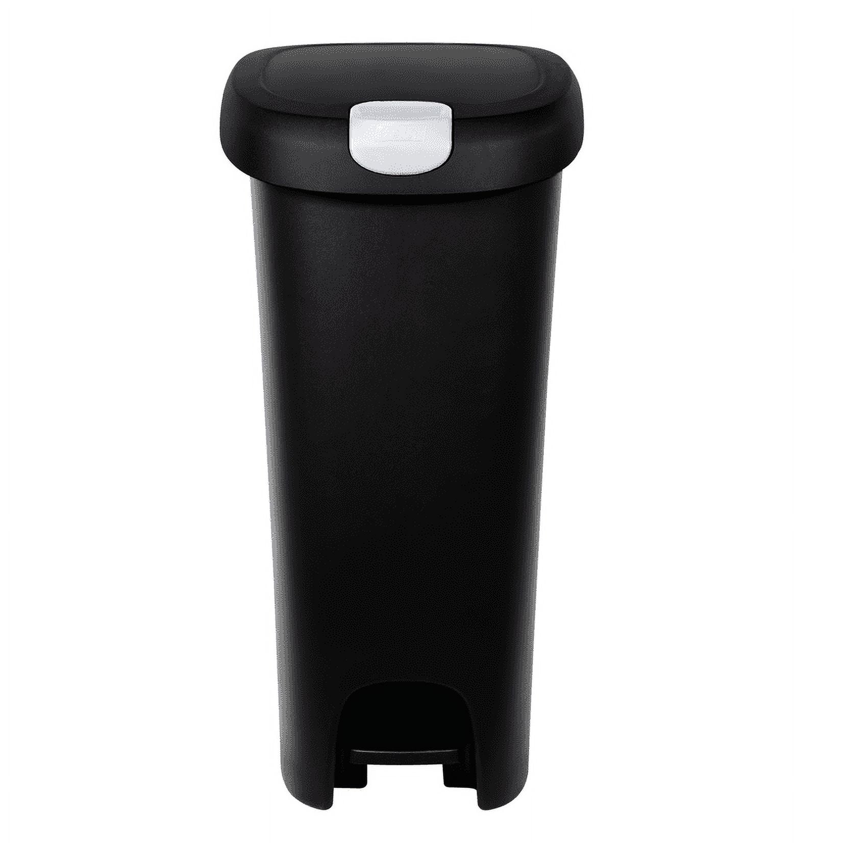 Hefty 12.2 Gal. Slim Lockable StepOn Trash Can, Black
