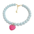 thumbnail image 2 of Lhujing Round Beads Extended Length Pet Necklace-Adjustable Beads with Heart Pendant Candy Color Dog Collar Necklace Pet Accessories, 2 of 9