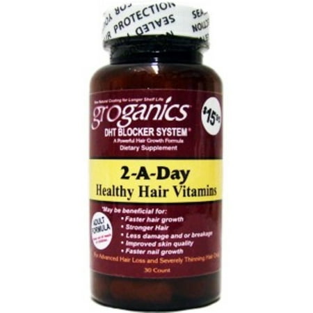 Groganics 2-A-Day Healthy Hair Vitamins Dietary Supplement, 30 ea (Pack of (Best Supplements To Take Daily)
