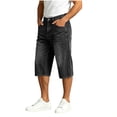 thumbnail image 3 of LMOIPLI Mens Baggy Denim Capri Pants Wide Leg Cropped Jeans Loose Fit Classic Washed Denim Stylish Casual Streetwear Trousers for Daily Outdoor Activities Black XXL, 3 of 7