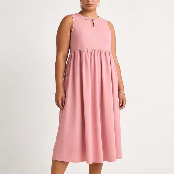 Elvqul Dresses for Women Elbow-Length Crew Neck Womens Dresses Plus Size Solid Pullover Long Dresses Elegant