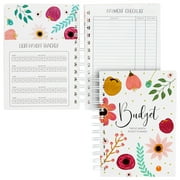 Floral Monthly Budget Planner, Bill Organizer with 24 Pockets, Debt Payoff Tracker, Payment Checklist (5 x 7 In)