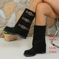 thumbnail image 6 of Aihuaihua Mid Calf Boots for Women Vintage Foldover Pirate Boots Goth Buckle Strap Leather Boots Stylish Shoes, 6 of 9