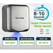 Alpine Industries Commercial High Speed Hand Dryer Automatic Stainless Steel Hand Dryer Machine, 120V Chrome