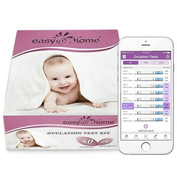 Easy@Home 50 Bandelettes de Test d'Ovulation et 20 Bandelettes de Test de Grossesse Kit Combo, (50 LH + 20 HCG)