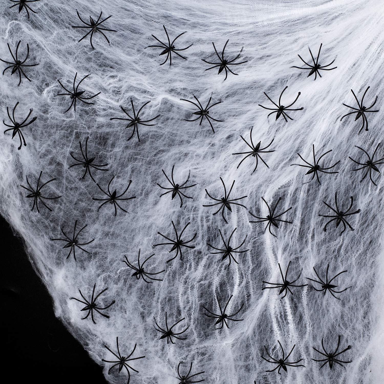 Halloween Glow Spider Webs With 37 Fake Spiders & Blacklight Lamps - Spooky Indoor Outdoor Decor - View #9