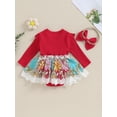 thumbnail image 4 of FOCUSNORM Barboteuse-Robe d'Automne pour Bébé Fille à Manches Longues, Broderie Florale, Tulle Patchwork, Barboteuse avec Bandeau, 4 of 9