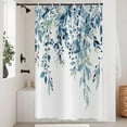 thumbnail image 2 of Eucalyptus Small Stall Shower Curtain, Watercolor Blue Leaves on The Top Plant with Floral Bathroom Curtain Bathtub Home Decor Waterproof Fabric with Hooks, 36"x72", 2 of 6