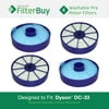 4 - Dyson DC33 (DC-33) Pre Motor Washable & Reusable Replacement Filters, Part # 919563-01.  Designed by FilterBuy to fit Dyson DC-33 Multi Floor Upright Vacuums