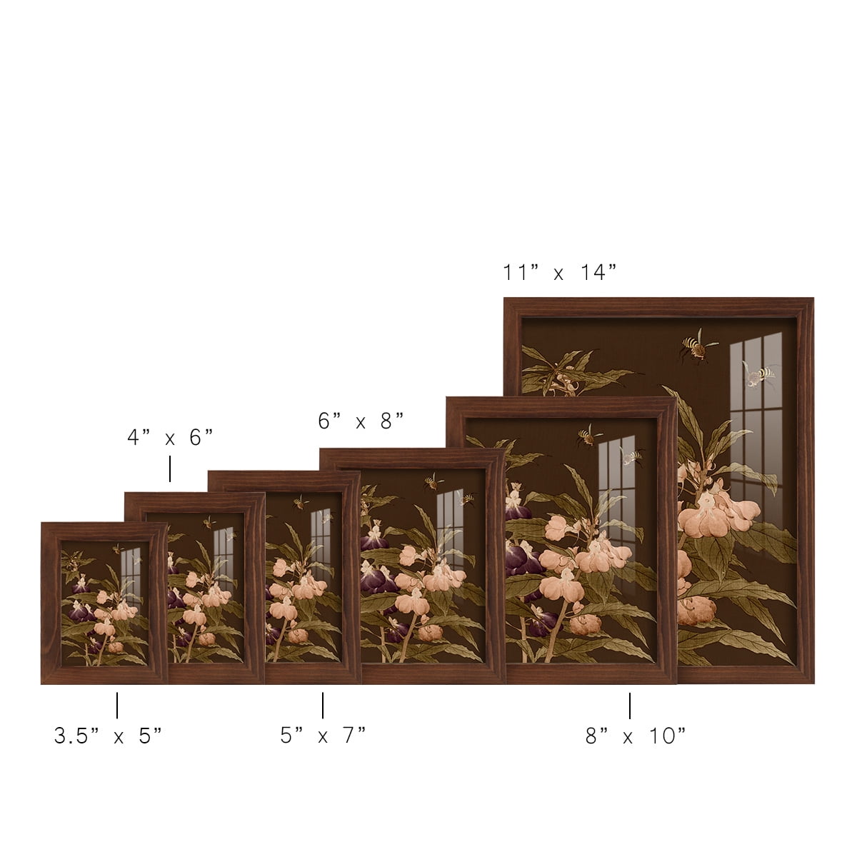 Asian Brocade IV - Framed Print w/glass - Chestnut
