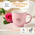 thumbnail image 4 of Christian Art Gifts Large Ceramic Scripture Coffee & Tea Mug for Women: I Love You Mom - Prov. 3:15 Encouraging Bible Verse for Mothers, Cute Lead-free Cup w/Silver Rim, Pink/White Floral, 14 fl. oz., 4 of 6