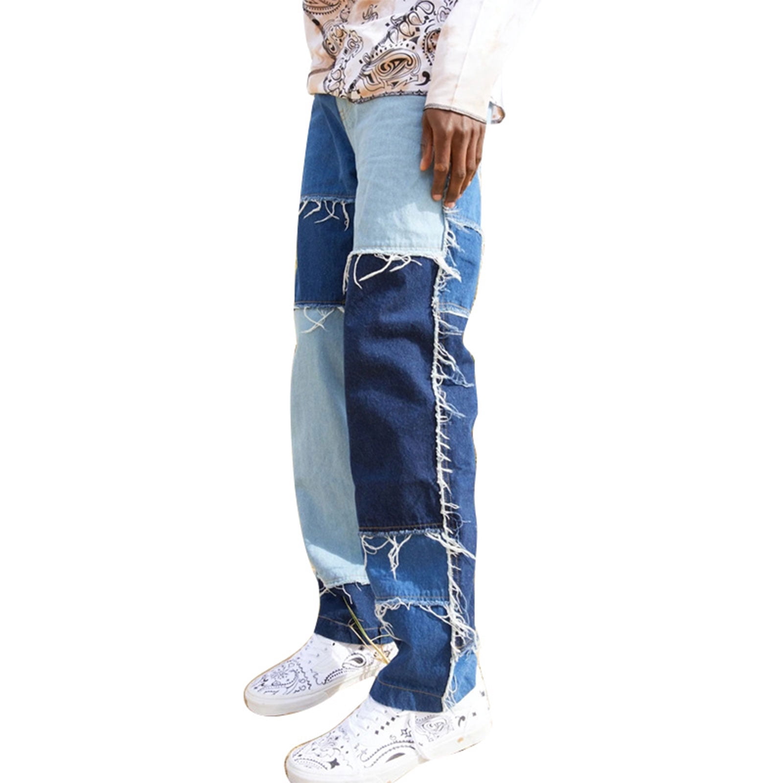 Felcia Men Straight Tassel Patchwork 