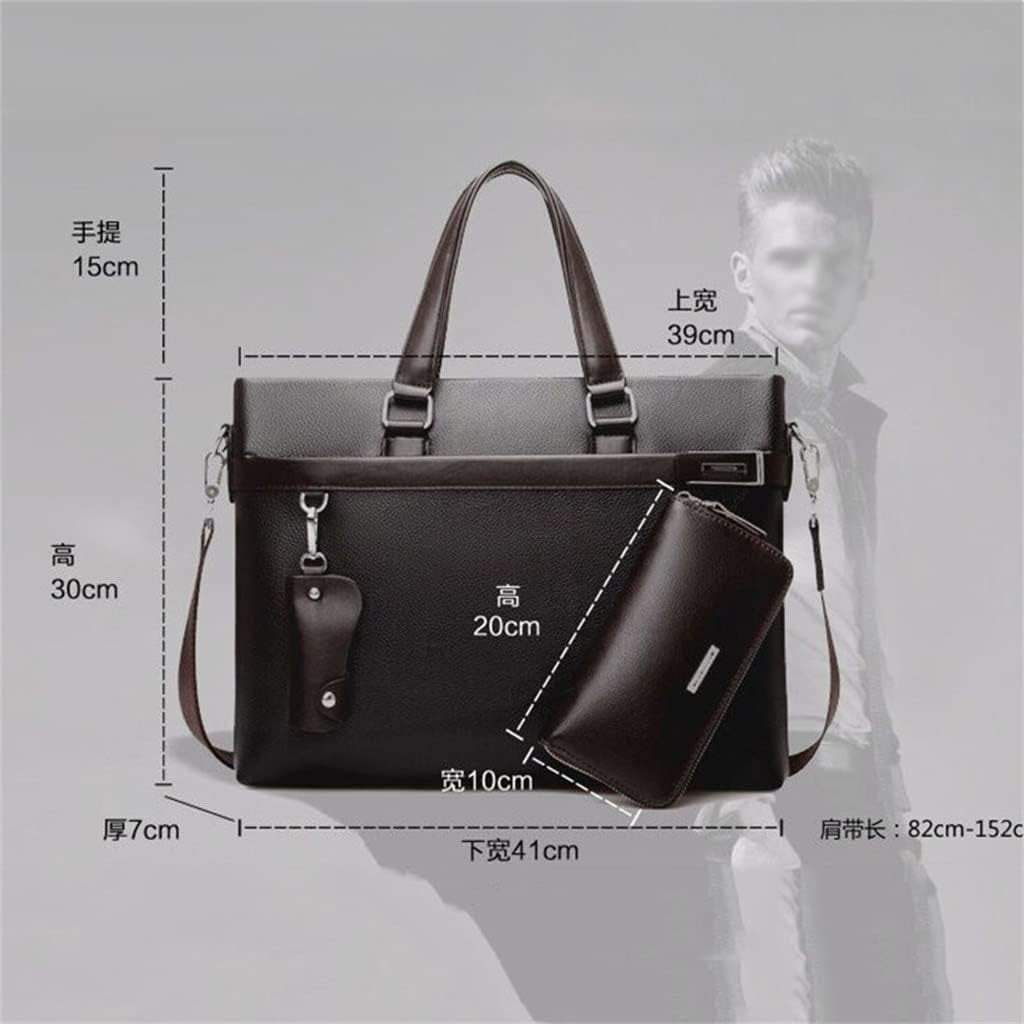 RKXQT 3pcs Set Men Briefcase Leather Male Business Office Bags Men's Briefcase Brown Laptop Briefcase