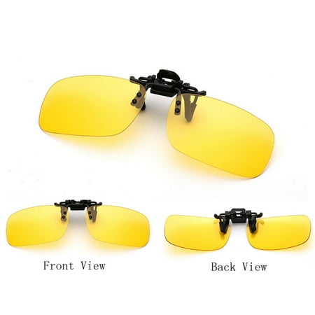 Unisex Flip-up Polarized Glasses, Day Night Vision Driving Sunglasses, Clip-on Lens Color:Yellow