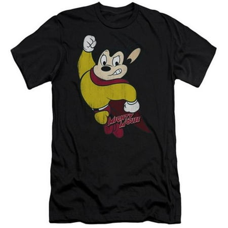 Mighty Mouse-Classic Hero - Short Sleeve Adult 30-1 Tee - Black, Small
