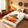 thumbnail image 2 of Homewish Halloween Witch Hat Pumpkin Twin Sheets, Autumn Floral Bat Bedding, Cream Orange, 3 Pieces (1 Flat Sheet, 1 Fitted Sheet and 1 Pillowcase), 2 of 4