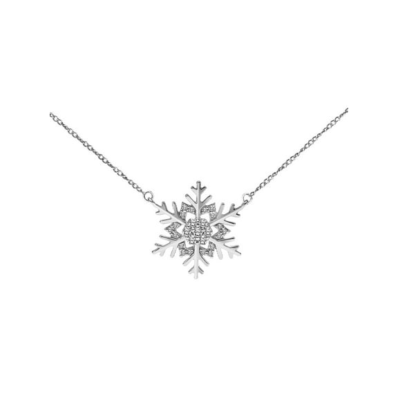 Keepsake 1/10ctw Diamond Sterling Silver Snowflake Necklace (I-J, I3), 17"