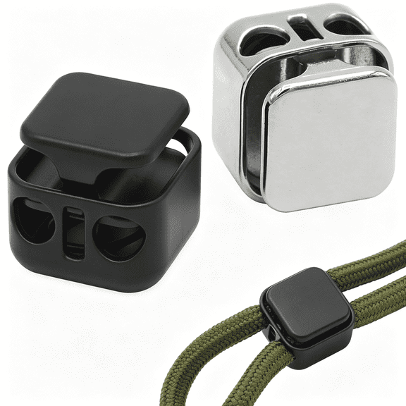 DESIGNICE 12 Pieces Heavy Duty Cord Locks,Double Hole Draw String Clip|Metal Toggle Stoppers for Drawstrings,Shoelaces,Paracord Cord Lock