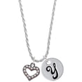 thumbnail image 1 of Delight Jewelry Black Nickeltone AB Crystal Open Heart Silvertone Script Initial Disc - Y - Charm Necklace, 20"+3", 1 of 4