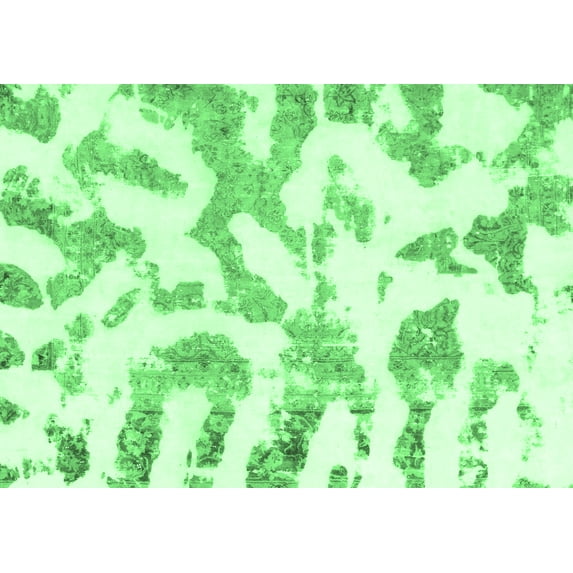 Ahgly Company Indoor Rectangle Abstract Emerald Green Modern Area Rugs, 5' x 7'