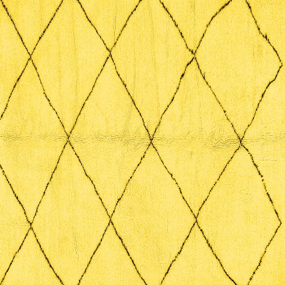 Ahgly Company Machine Washable Indoor Square Solid Yellow Modern Area Rugs, 7' Square