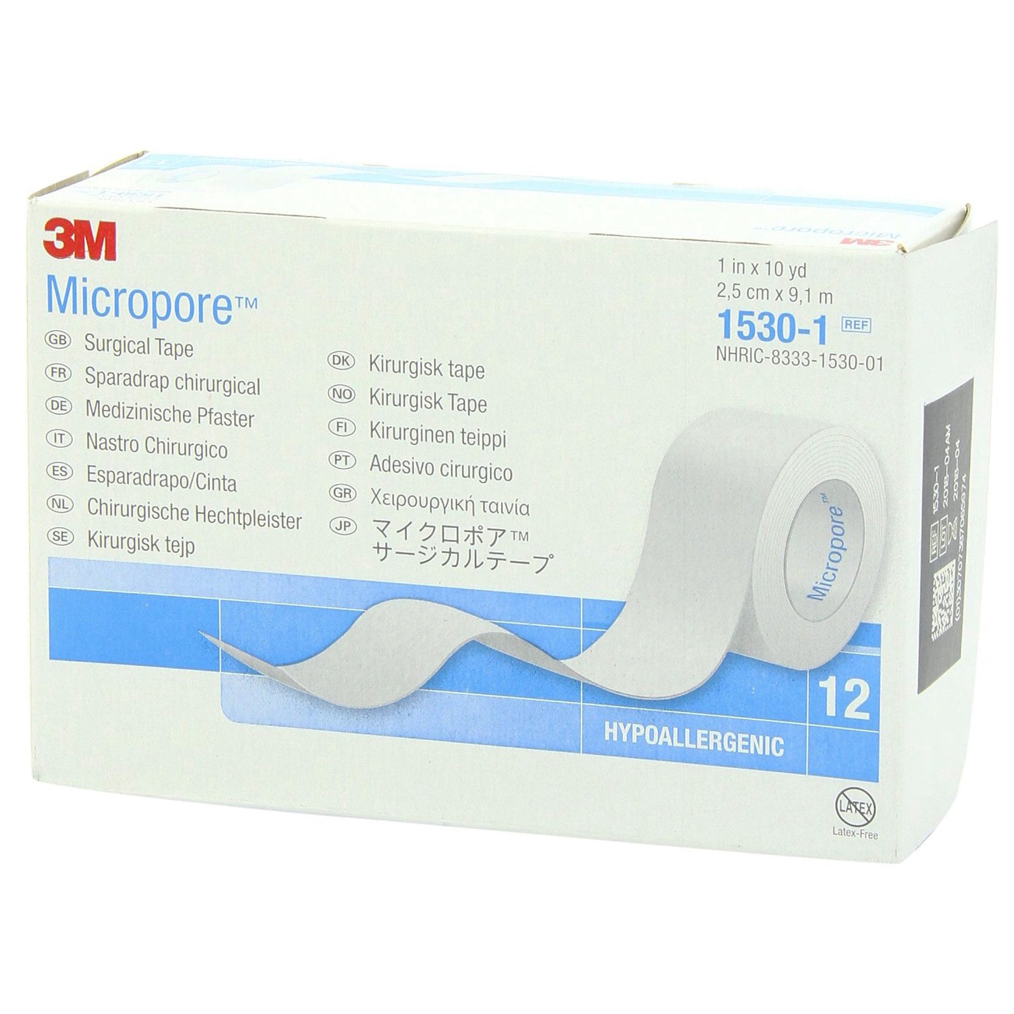 Medical Tape 3M Micropore Skin Friendly Paper 1"x10 Yd White (Box of 12)