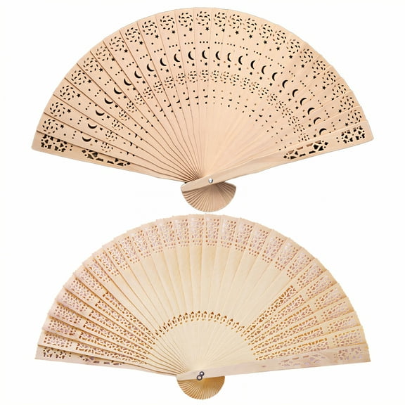 HIBIBUD 2Pcs Folding Fan Even Fan Ribs Arrangement Hand Fans for Women Foldable No-Stuck Opening & Closing Boots on the Ground Fan Style1