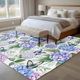 thumbnail image 5 of Area Rug 60×96in, Pastoral Blue Purple Hydrangea Floor Carpet Living Room Rug, Spring Flower Leaf Butterfly Non-Slip Welcome Mat Indoor Rugs for Bedroom Dining Room, 5 of 9