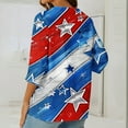 thumbnail image 6 of Qetyuw Women's 4th of July Shirts Summer Patriotic Red White and Blue Graphic Tshirts Elegant 3/4 Sleeve Tees Trendy V Neck Buttons Blouses Tops Blouses for Women Dressy Casual, 6 of 6