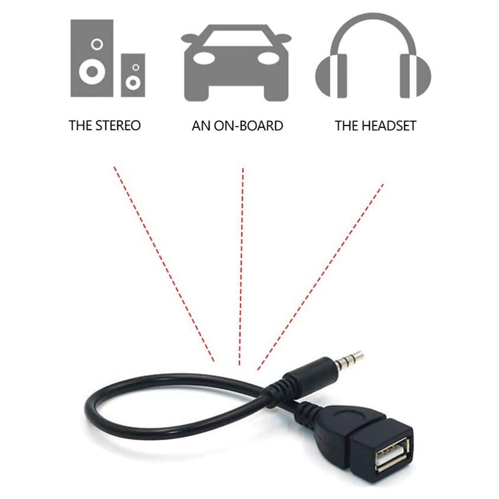 Cikonielf Câble adaptateur auxiliaire pour voiture MP3, compatible avec