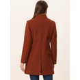thumbnail image 4 of Abrigo de Invierno Elegante Allegra K Largo de Un Solo Pecho Cuello Alto Marrón Rojo XL, 4 of 6
