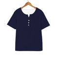 thumbnail image 6 of yunLCZ Women's T-shirts Clearance Women's Fashion Casual Solid Color Button Short Sleeve Top T Shirt Breathable casual blouse loose fit, 6 of 7