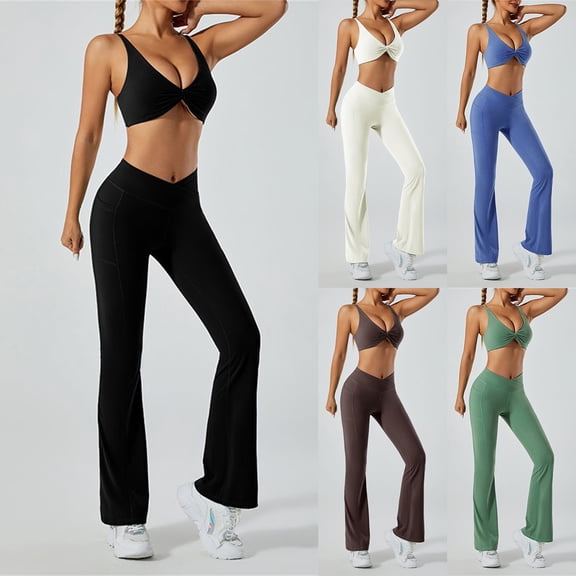 Athletic Pants for Women Plus Size Seamless Flared Workout Pants Stretchy Bootcut Yoga Pants Flared Leggings for Women for Workout Running Athletic Activewear