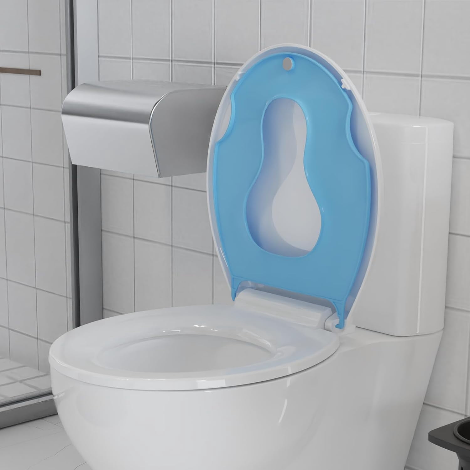 Toilet Seat Round,Toilet Seat with Toddler Seat Built in, Potty Training Toilet Seat Round Fits Both Adult and Child, with Soft Close, Easy Install and Clean - Fits Most Round Toilets, Blue