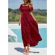 thumbnail image 5 of Vestido PRETTYGARDEN Maxi Vino Rojo con Escote Cuadrado y Mangas Abullonadas XL, 5 of 8