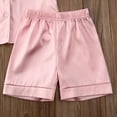 thumbnail image 5 of Kids Toddler Baby Girl Boy Satin Pajamas Set Short Sleeve Button Down Pajama Shirt Top+Shorts Bottoms Sleepwear Outfits, 5 of 7