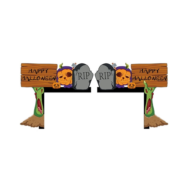 Xihbxyly Decoración de Marco de Puerta de Halloween, Adorable Calabaza Enana, Mano de Cadáver Espeluznante, Diseño de Lápida Embrujada, Calabaza de Castillo Misterioso, Decoración para Fiestas En Cas
