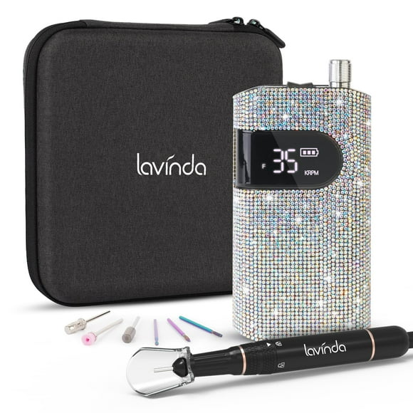Professional Rechargeable Nail Drill Machine, Lavinda Diamond 35000RPM Electric Nail File Cordless Portable Nail Drill with Coreless Motor for Acrylic Nail