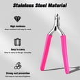 thumbnail image 4 of Alicates profesionales para cutículas con mango de silicona antideslizante, recortador de acero inoxidable de 3/4 de pulgada de punta afilada, color rojo rosa., 4 of 5
